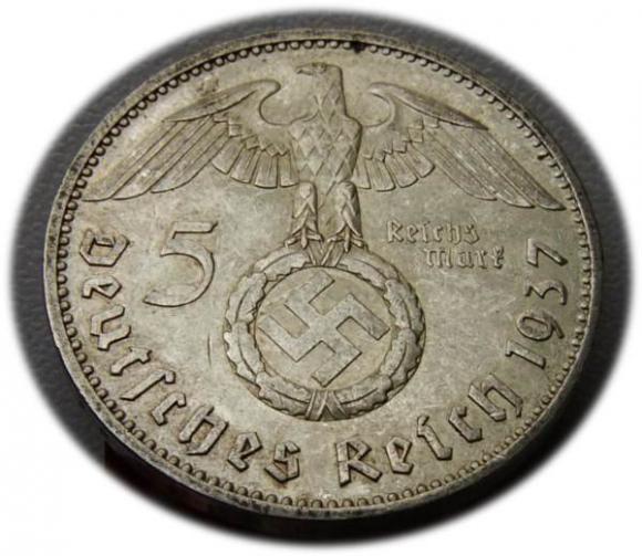 5 marek 1937 Paul von Hindenburg / swastyka Berlin (2)