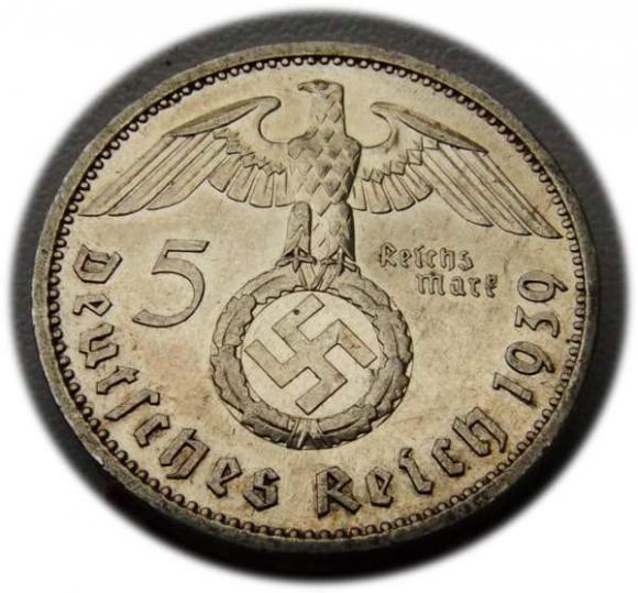 5 marek 1939 Paul von Hindenburg / swastyka Berlin (2)
