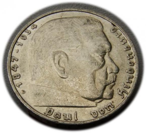 5 marek 1936 D Paul von Hindenburg / orzeł pruski Monachium (1)