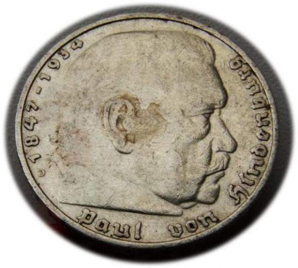 5 marek 1936 D Paul von Hindenburg / orzeł pruski Monachium (1)