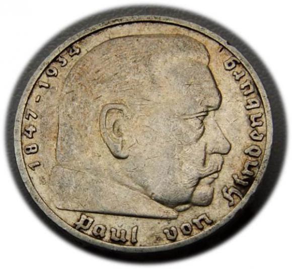 5 marek 1936 E Paul von Hindenburg / orzeł pruski Muldenhutten (1)