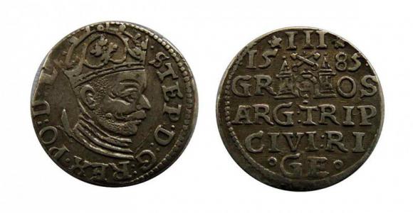 Trojak 1585 Stefan Batory Ryga (1)