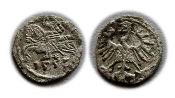 Denar 1555 Zygmunt II August Wilno (1)