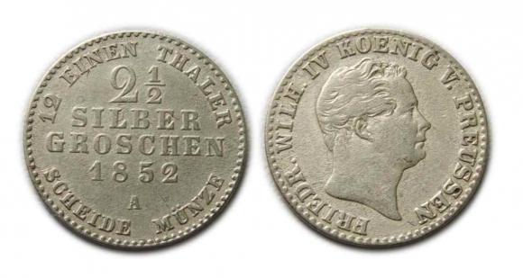 2,5 grosza srebrnego 1852 Fryderyk Wilhelm IV Berlin (1)