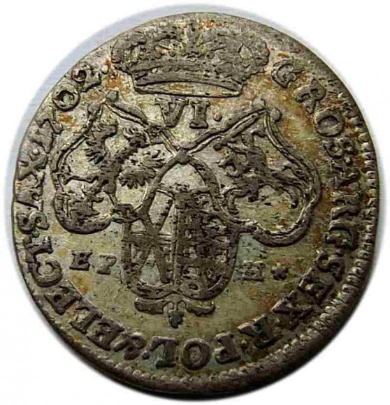 Szóstak 1702 August II Mocny Sas Lipsk (2)
