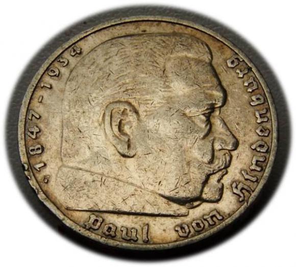 5 marek 1936 G Paul von Hindenburg / orzeł pruski Karlsruhe (1)