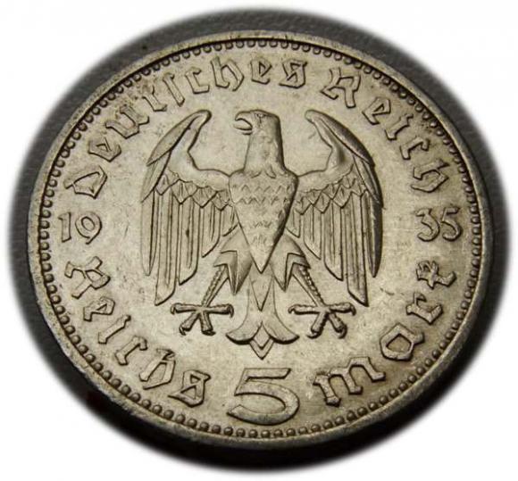 5 marek 1935 A Paul von Hindenburg / orzeł pruski Berlin (2)