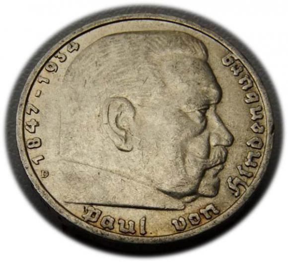 5 marek 1935 D Paul von Hindenburg / orzeł pruski Monachium (1)