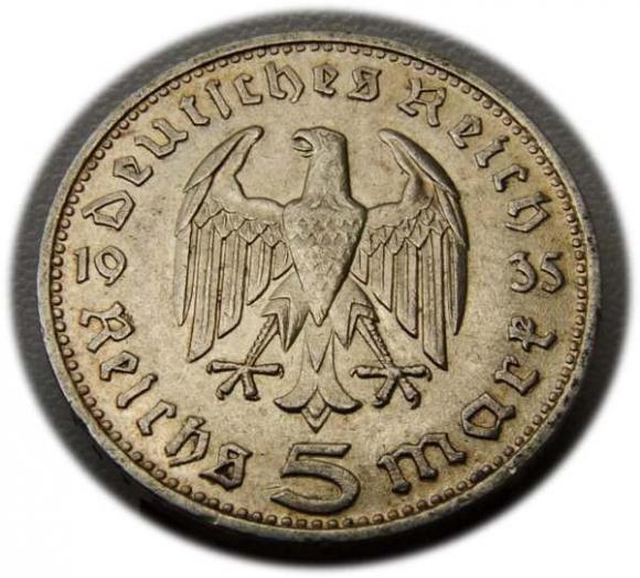 5 marek 1935 D Paul von Hindenburg / orzeł pruski Monachium (2)