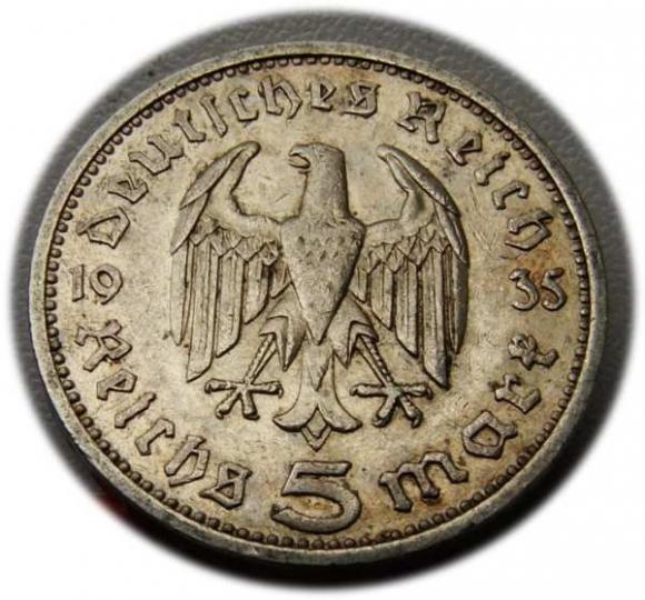 5 marek 1935 E Paul von Hindenburg / orzeł pruski Muldenhutten (2)
