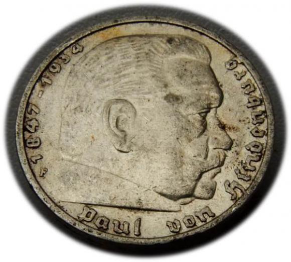 5 marek 1935 Paul von Hindenburg / orzeł pruski Stuttgart (1)
