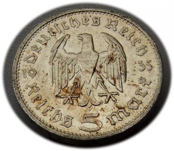 5 marek 1935 F Paul von Hindenburg / orzeł pruski Stuttgart (2)