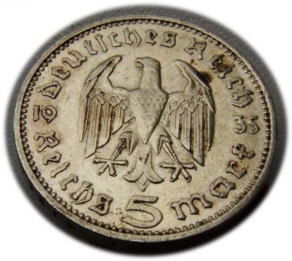 5 marek 1935 F Paul von Hindenburg / orzeł pruski Stuttgart (2)
