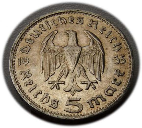 5 marek 1935 G Paul von Hindenburg / orzeł pruski Karlsruhe (2)