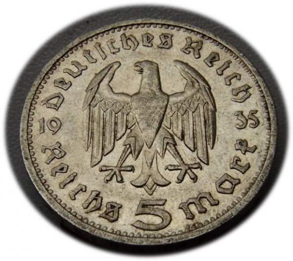 5 marek 1935 G Paul von Hindenburg / orzeł pruski Karlsruhe (2)