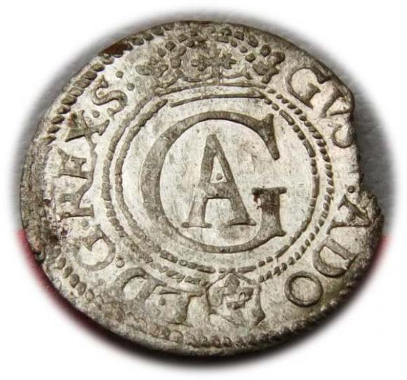 Szeląg 1625 Gustaw Adolf Ryga (1)