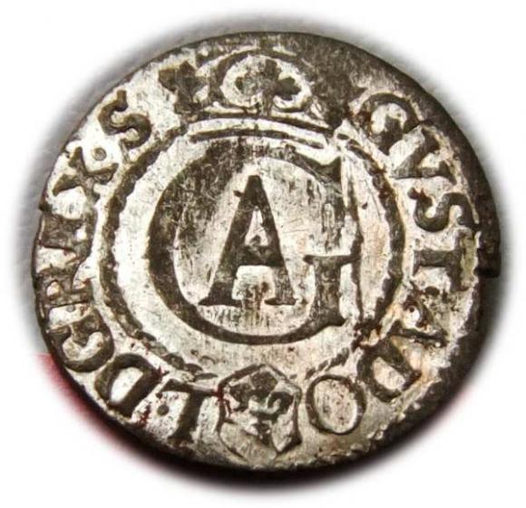 Szeląg 1626 Gustaw Adolf Ryga (1)