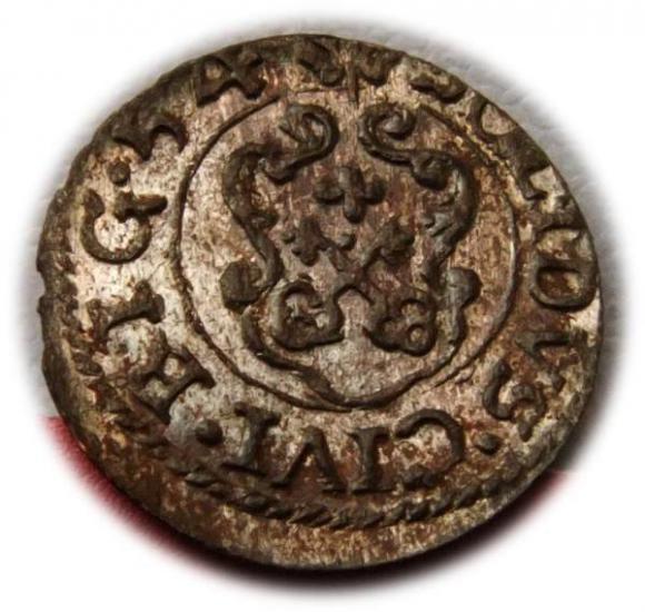 Szeląg 1654 Krystyna Waza Ryga (2)