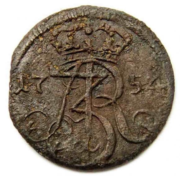 Szeląg 1754 August III Sas Gdańsk (2)