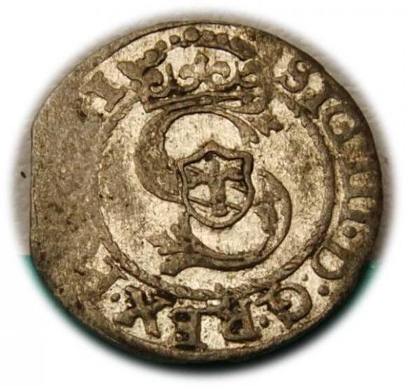 Szeląg 1595 Zygmunt III Waza Ryga (1)