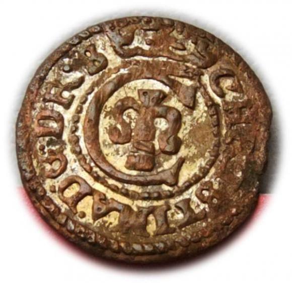 Szeląg 1643 Krystyna Waza Ryga (1)