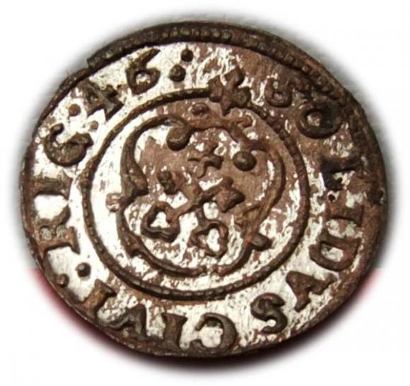 Szeląg 1646 Krystyna Waza Ryga (2)