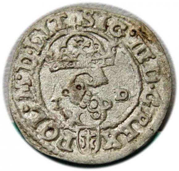Szeląg 1588 Zygmunt III Waza Olkusz (1)