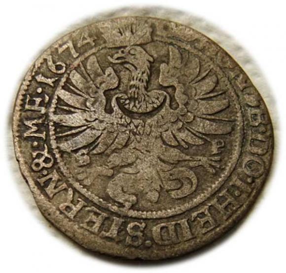 6 krajcarów 1674 Sylwiusz Fryderyk Witemberski Księstwo Oleśnickie Oleśnica (2)