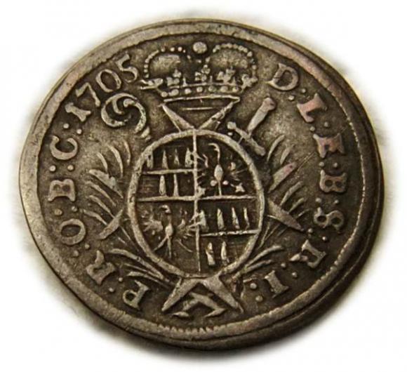Krajcar 1705 Karol III Lotaryński Biskupstwo Ołomuniec (2)