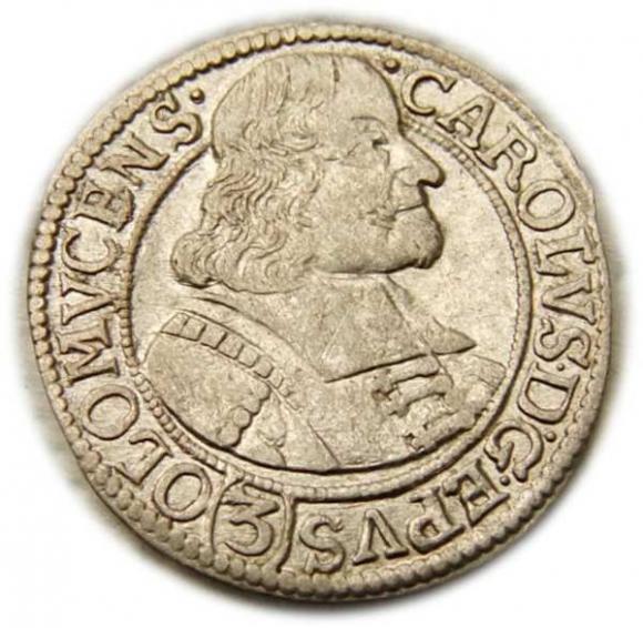 3 krajcary 1670 Karol II Lichtenstein Ołomuniec  (1)