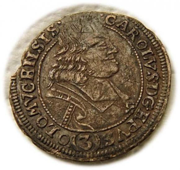 3 krajcary Karol II Lichtenstein Ołomuniec (1)