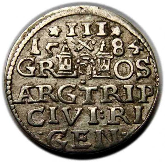 Trojak 1584 Stefan Batory Ryga (2)