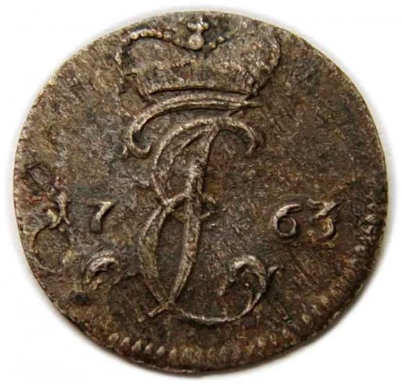 Grosz kurlandzki 1763 Ernest Jan Biron Księstwo Kurlandzkie Mitawa (1)