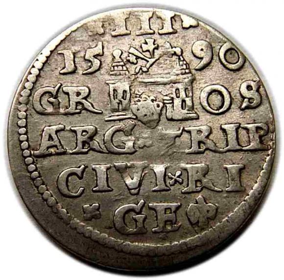 Trojak 1590 Zygmunt III Waza Ryga (2)