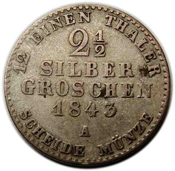 2 1/2 srebrnego grosza 1843 Fryderyk Wilhelm IV Prusy Berlin (1)