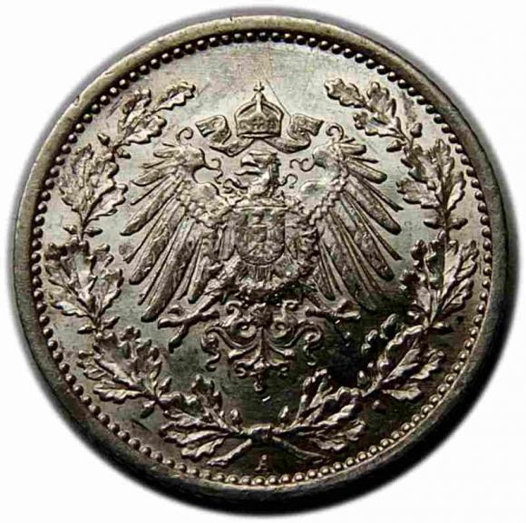 1/2 marki 1916 Wilhelm II Hohenzollern Niemcy Berlin (2)