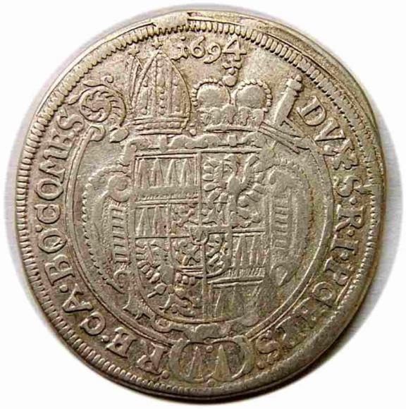 15 krajcarów 1694 Karol II Lichtenstein Ołomuniec (2)
