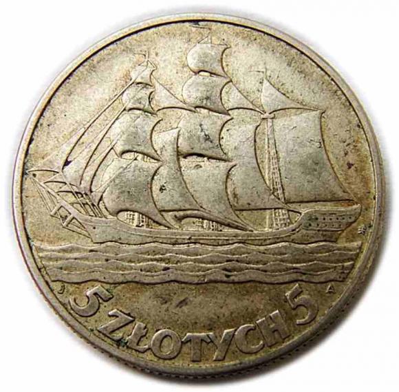 5 złotych 1936 Żaglowiec II RP Warszawa (1)