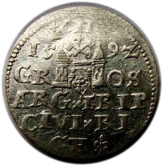 Trojak 1592 Zygmunt III Waza Ryga (2)
