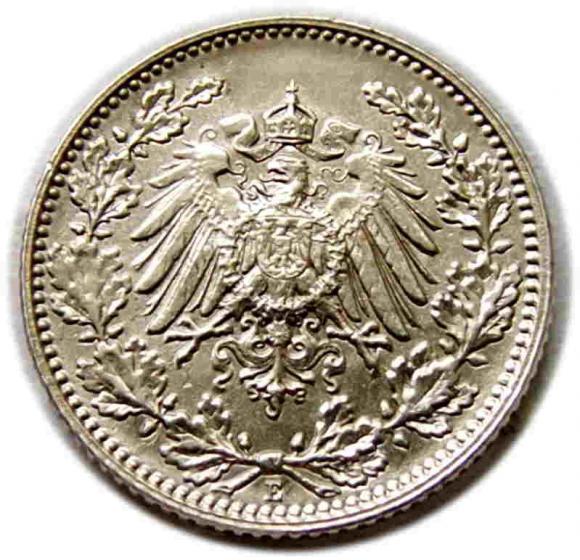 1/2 marki 1918 Wilhelm II Hohenzollern Prusy Muldenhutten (2)