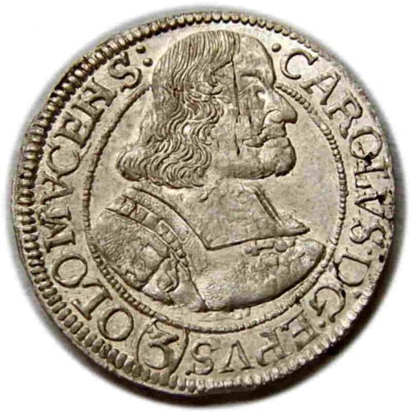 3 krajcary 1670 Karol II Lichtenstein Ołomuniec (1)