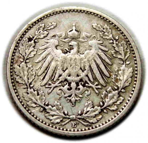 1/2 marki 1906 Wilhelm II Hohenzollern Niemcy Muldenhutten (2)