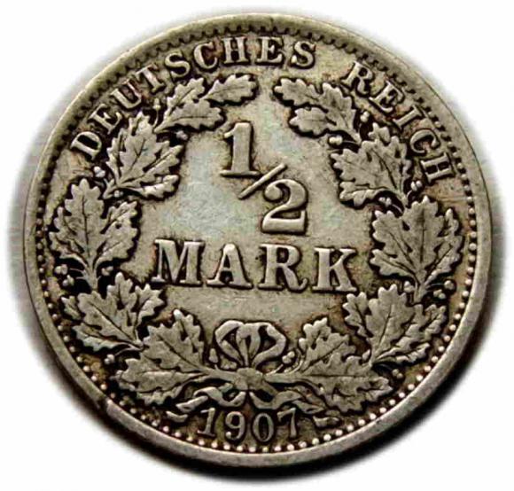 1/2 marki 1907 Wilhelm II Hohenzollern Niemcy Berlin (1)