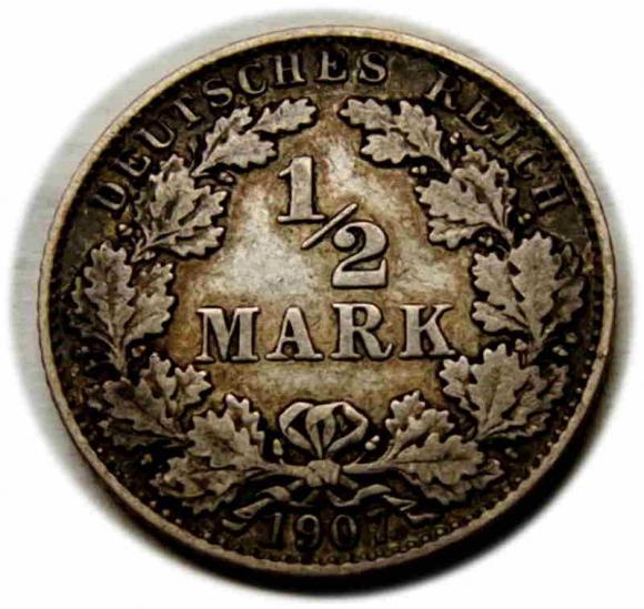 1/2 marki 1907 Wilhelm II Hohenzollern Niemcy Monachium (1)