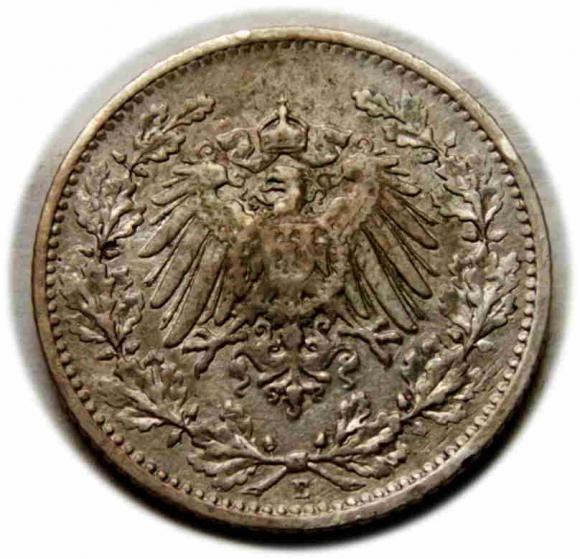 1/2 marki 1909 E Wilhelm II Hohenzollern Niemcy Muldenhutten (2)