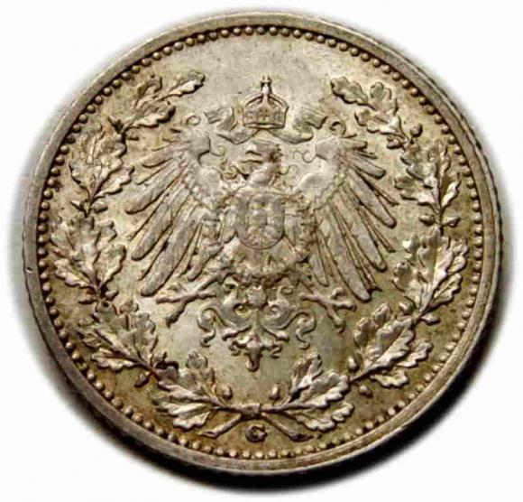 1/2 marki 1911 Wilhelm II Hohenzollern Niemcy Karlsruhe (2)
