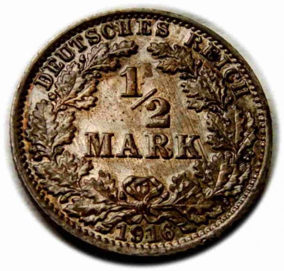 1/2 marki 1916 Wilhelm II Hohenzollern Niemcy Berlin (1)
