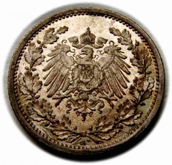 1/2 marki 1916 Wilhelm II Hohenzollern Niemcy Berlin (2)