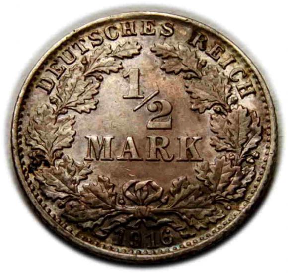 1/2 marki 1916 Wilhelm II Hohenzollern Niemcy Monachium (1)