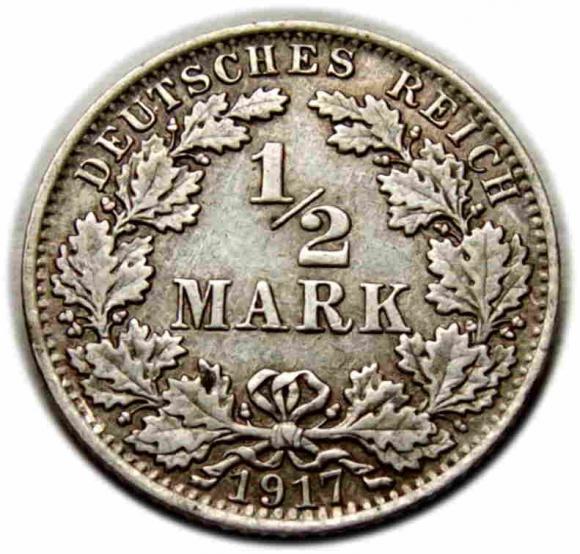 1/2 marki 1917 Wilhelm II Hohenzollern Niemcy Berlin (1)
